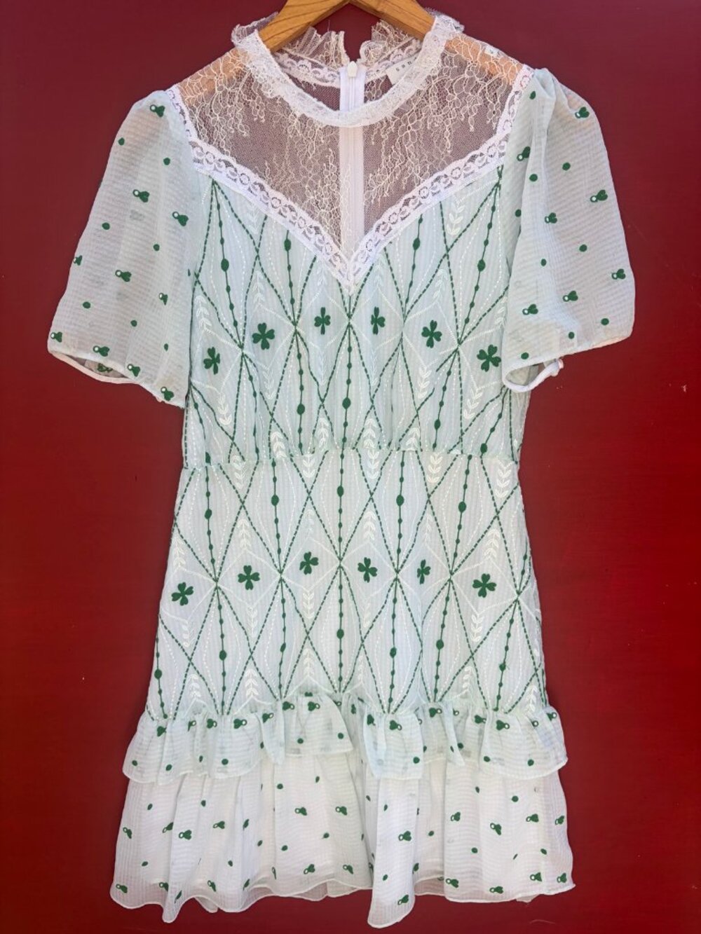 Sandro Clover Embroidered Lace Dress Size FR 38